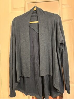 Athleta Slate Blue Draped Open-Front Cardigan PtP 23 inches
